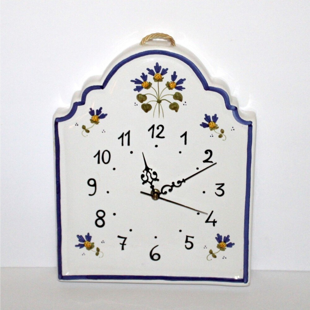 Vintage Williams Sonoma Porcelain Wall Clock Made in Italy white blue large